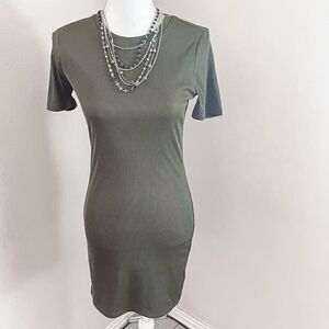 Forever 21 Olive Green Sweater Bodycon Mini Dress; SZ M; Good Condition